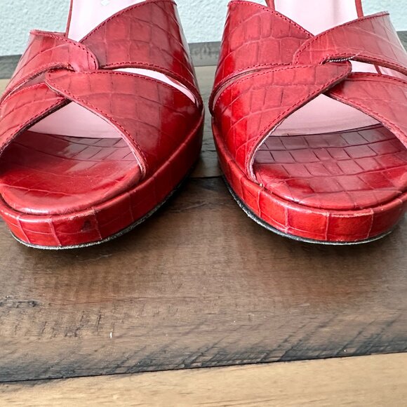 VTG Couture Donald J Pliner Leather Ankle Heels 8.5 Alligator officecore y2k 90s - Picture 8 of 14